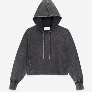 THE KOOPLES Faded Cropped Hoodie with Rhinestone Details - Size 2 (M)
